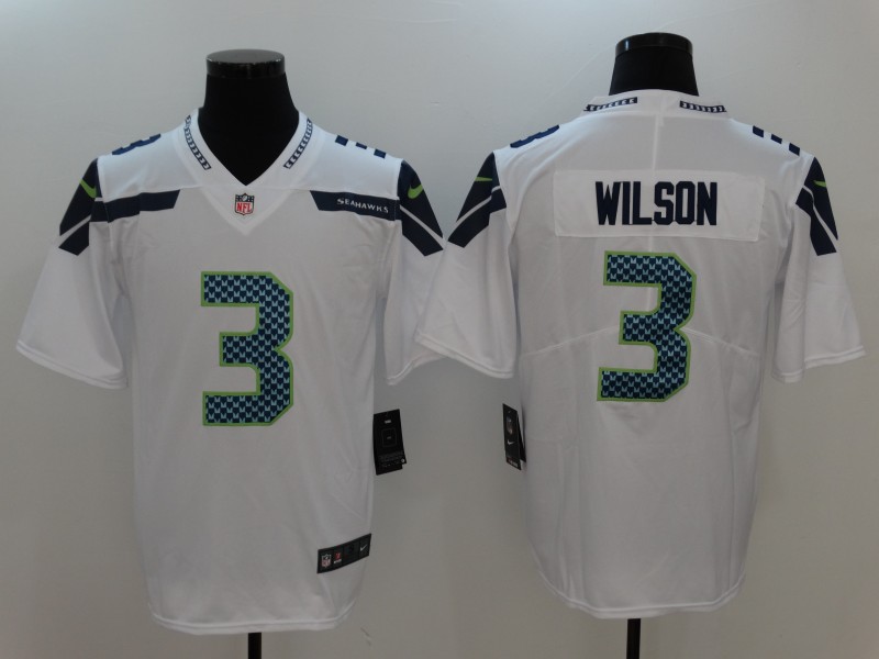 Men's Seattle Seahawks #3 Russell Wilson Nike White Vapor Limited Jersey