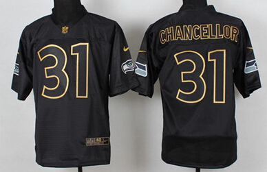Men's Seattle Seahawks #31 Kam Chancellor 2014 PRO Gold Lettering Nike Fashion Jerseys