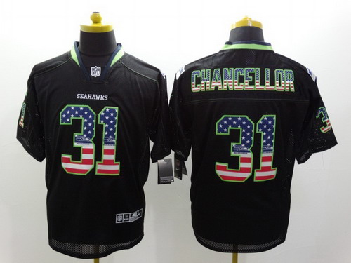 Men's Seattle Seahawks #31 Kam Chancellor 2014 USA Flag Fashion Black Nik Elite Jerseys