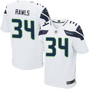 Men's Seattle Seahawks #34 Thomas Rawls White Road NFL Nike Elite Jersey