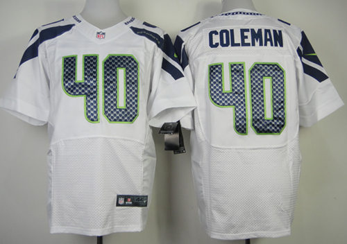 Men's Seattle Seahawks #40 Derrick Coleman White Nik Elite Jersey