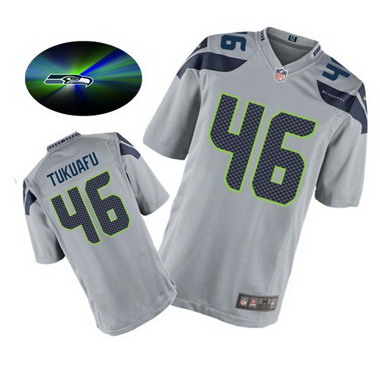 Men's Seattle Seahawks #46 Will Tukuafu Gray Alternate NFL Nike Elite Jersey
