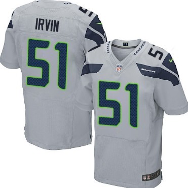 Men's Seattle Seahawks #51 Bruce Irvin Gray Nik Elite Jersey