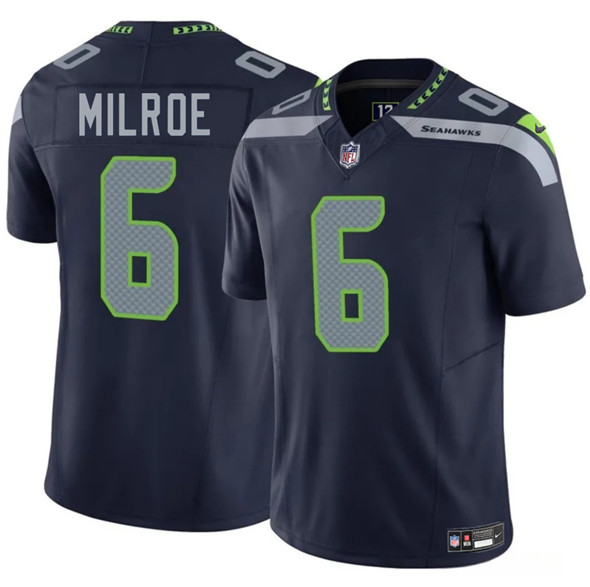 Men's Seattle Seahawks #6 Jalen Milroe Navy 2025 F.U.S.E. Vapor Limited Football Stitched Jersey