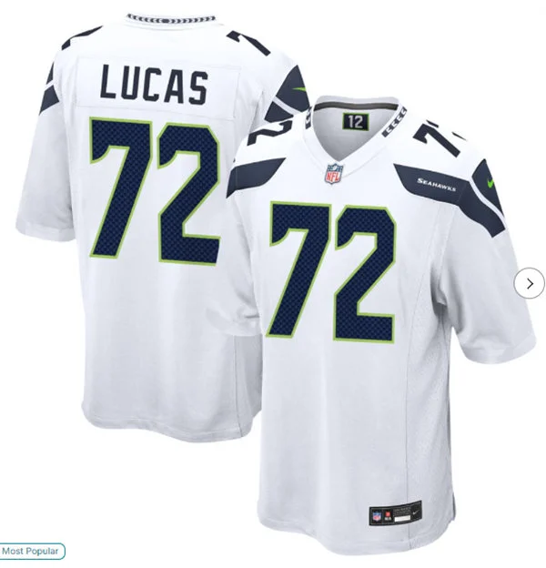 Men's Seattle Seahawks #72 Abraham Lucas Nike White Vapor F.U.S.E. Limited Jersey 