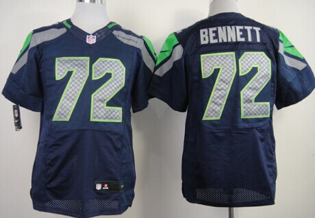 Men's Seattle Seahawks #72 Michael Bennett Blue Nik Elite Jersey