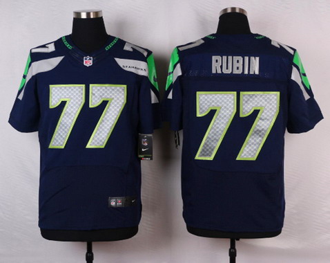Men's Seattle Seahawks #77 Ahtyba Rubin Navy Blue Team Color NFL Nike Elite Jersey