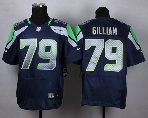 Men's Seattle Seahawks #79 Garry Gilliam Navy Blue Nike Elite Jersey