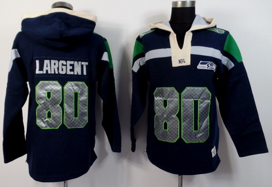 Men's Seattle Seahawks #80 Steve Largent Navy Blue Team Color 2015 NFL Hoodie