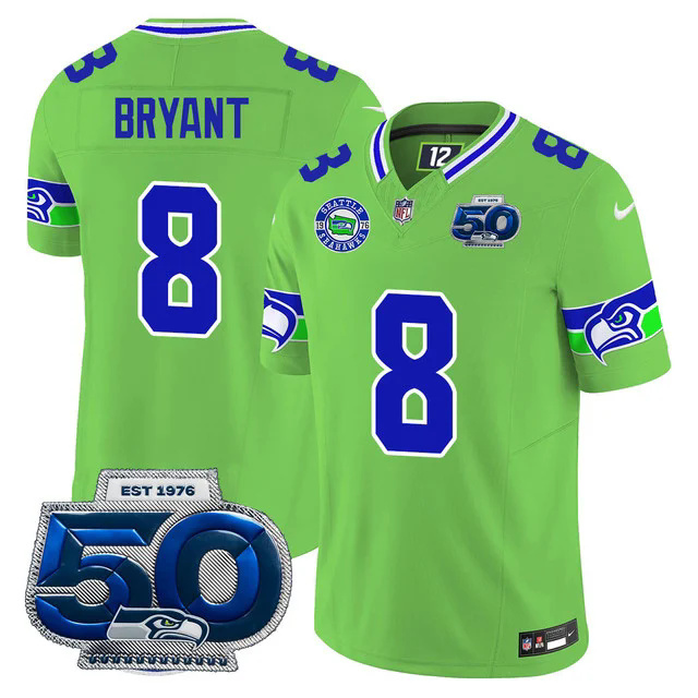 Men's Seattle Seahawks 50th Season Vapor Limited Jersey GREEN #8 COBY BRYANT.webp