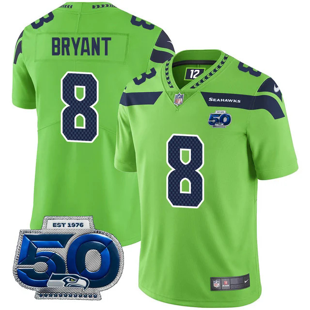 Men's Seattle Seahawks 50th Season Vapor Limited Jersey GREEN #8 COBY BRYANT.webp
