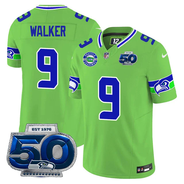 Men's Seattle Seahawks 50th Season Vapor Limited Jersey GREEN #8 WALKER.webp