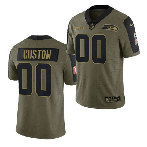 Men's Seattle Seahawks ACTIVE PLAYER Custom 2021 Olive Salute To Service Limited