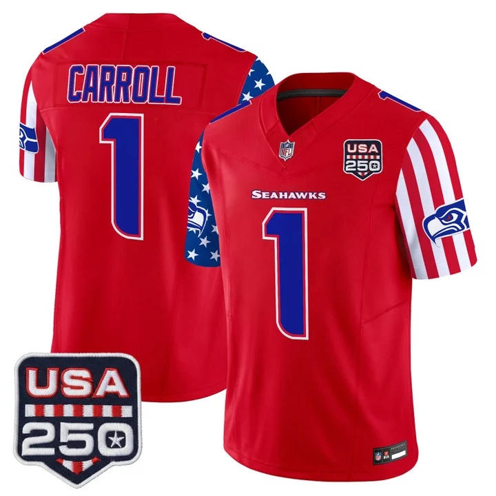 Men's Seattle Seahawks America 250 Edition Vapor Limited Jersey RED #1 PETE CARROLL