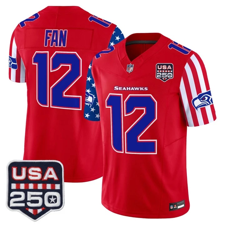 Men's Seattle Seahawks America 250 Edition Vapor Limited Jersey RED #12 TH FAN