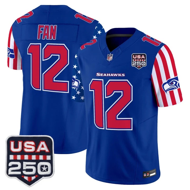 Men's Seattle Seahawks America 250 Edition Vapor Limited Jersey ROYAL #12 TH FAN