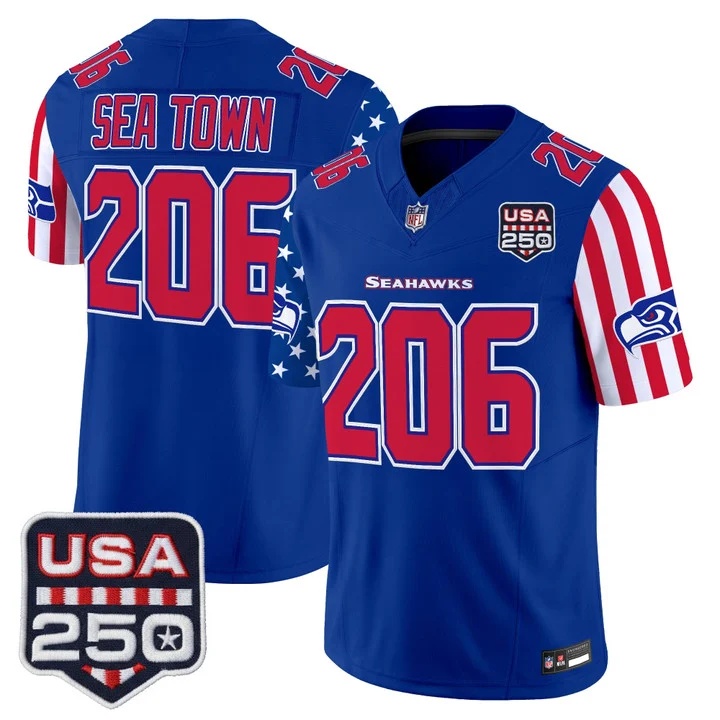 Men's Seattle Seahawks America 250 Edition Vapor Limited Jersey ROYAL #206 SEA TOWN