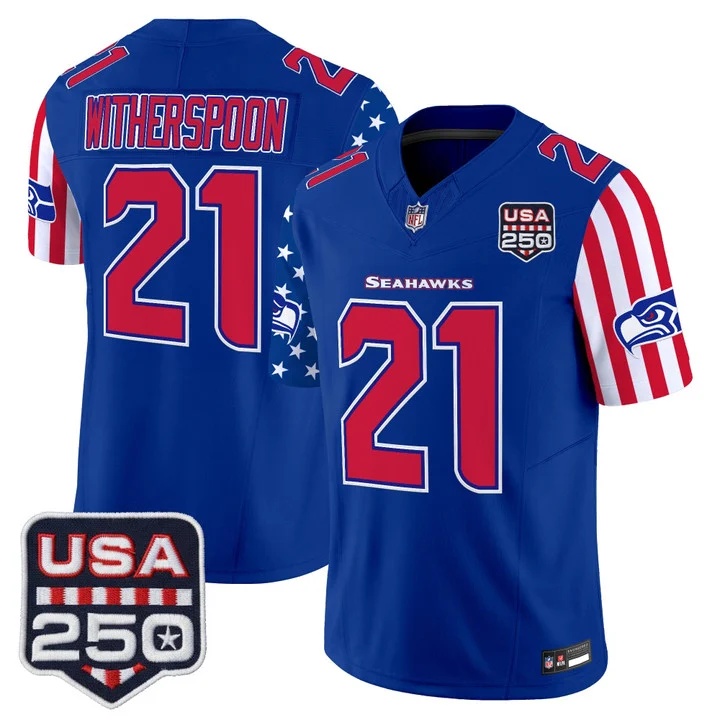 Men's Seattle Seahawks America 250 Edition Vapor Limited Jersey ROYAL #21 DEVON WITHERSPOON
