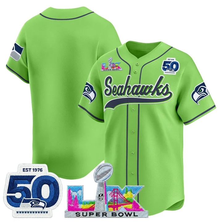 Men's Seattle Seahawks Super Bowl LX & United States 250th Anniversary Patch Vapor Baseball Jersey green blank
