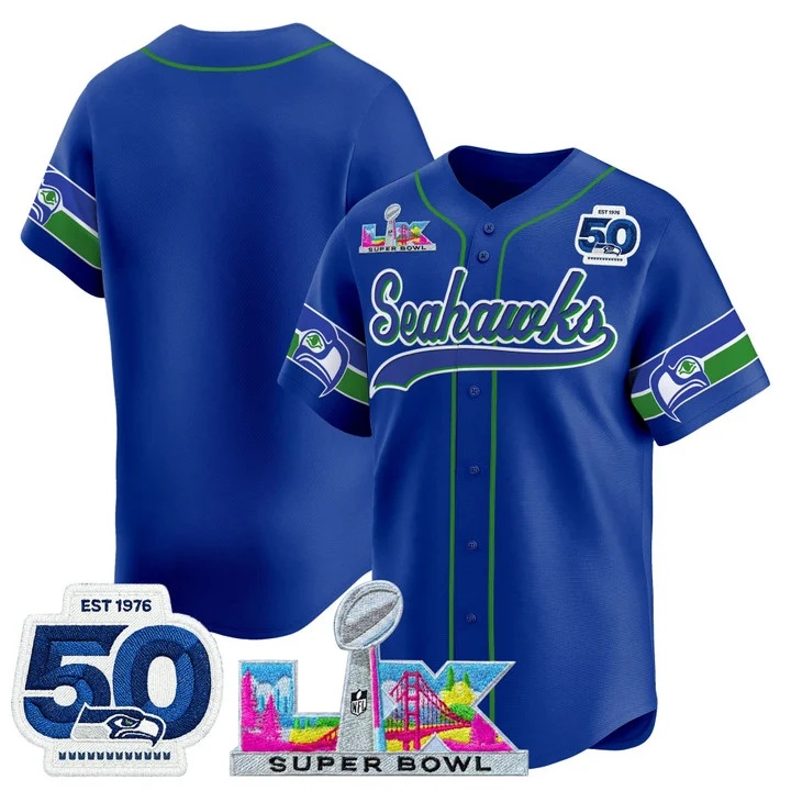 Men's Seattle Seahawks Super Bowl LX & United States 250th Anniversary Patch Vapor Baseball Jersey royal blank