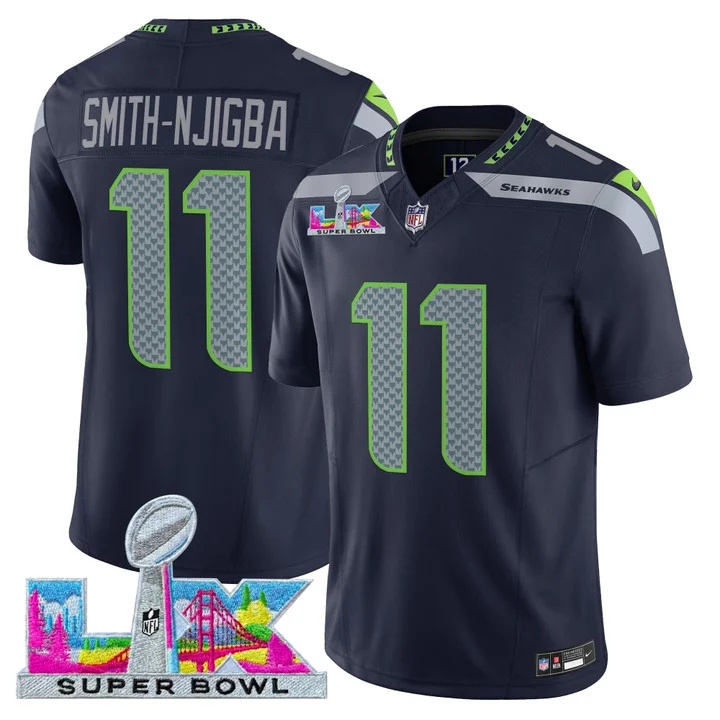Men's Seattle Seahawks Super Bowl LX Vapor Limited Jersey COLLEGE NAVY#11 SMITH-NJIGBA