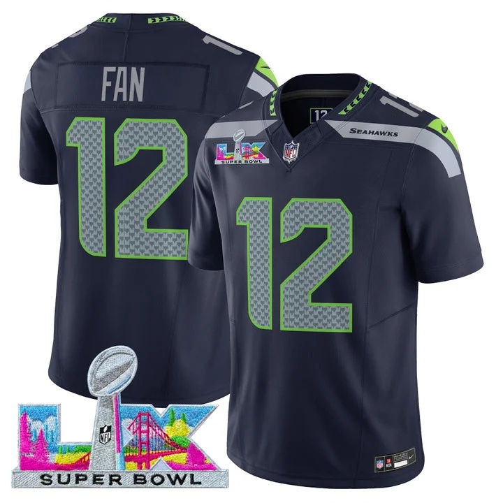 Men's Seattle Seahawks Super Bowl LX Vapor Limited Jersey COLLEGE NAVY#12 TH FAN