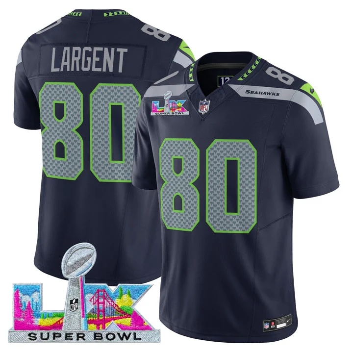 Men's Seattle Seahawks Super Bowl LX Vapor Limited Jersey COLLEGE NAVY#80 STEVE LARGENT