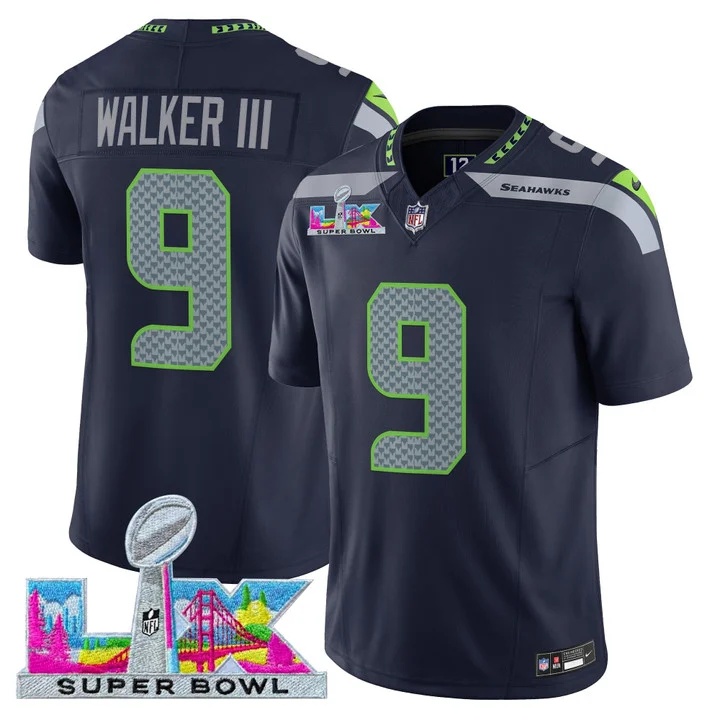 Men's Seattle Seahawks Super Bowl LX Vapor Limited Jersey COLLEGE NAVY#9 WALKER III