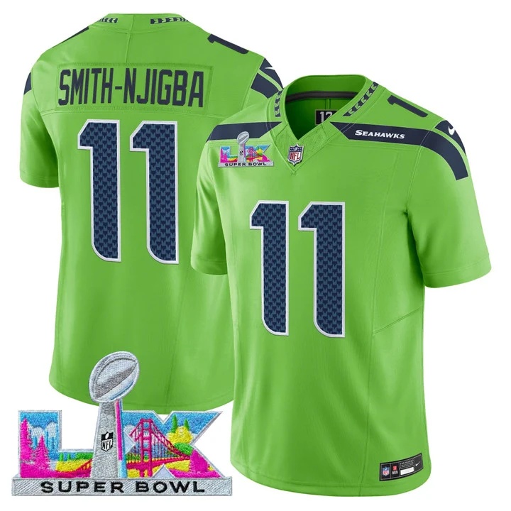 Men's Seattle Seahawks Super Bowl LX Vapor Limited Jersey GREEN#11 SMITH -NJIGBA