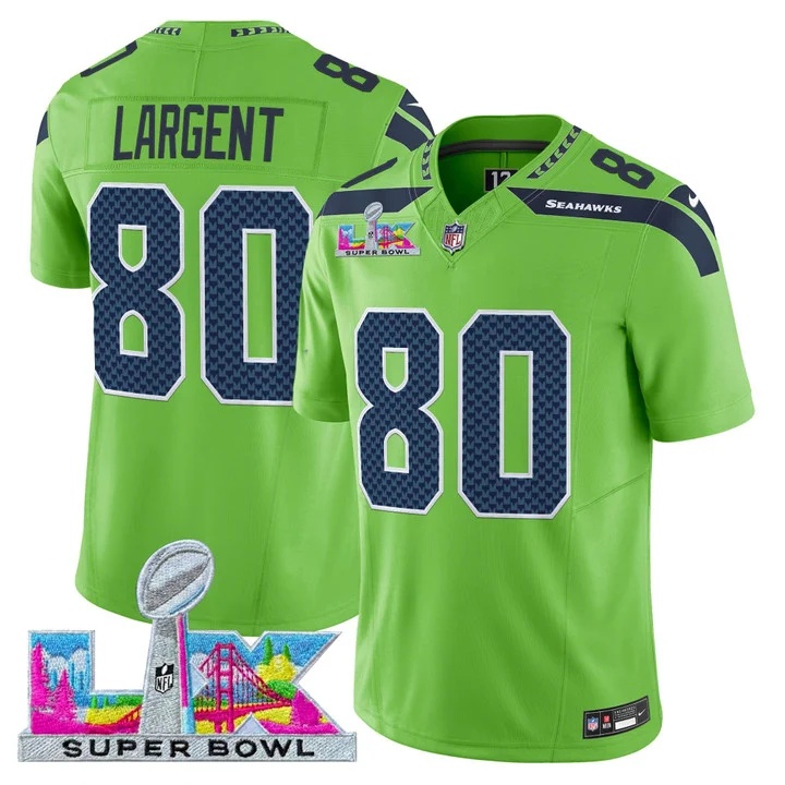 Men's Seattle Seahawks Super Bowl LX Vapor Limited Jersey GREEN#80 STEVE LARGENT