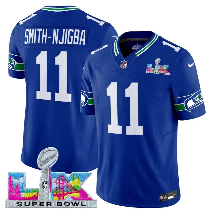 Men's Seattle Seahawks Super Bowl LX Vapor Limited Jersey ROYAL#11 SMITH-NJIGBA