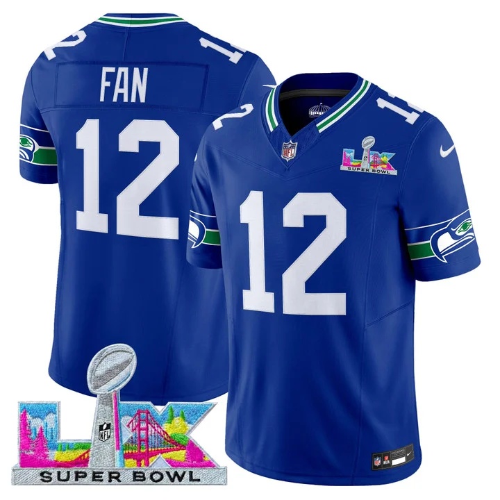 Men's Seattle Seahawks Super Bowl LX Vapor Limited Jersey ROYAL#12 TH FAN