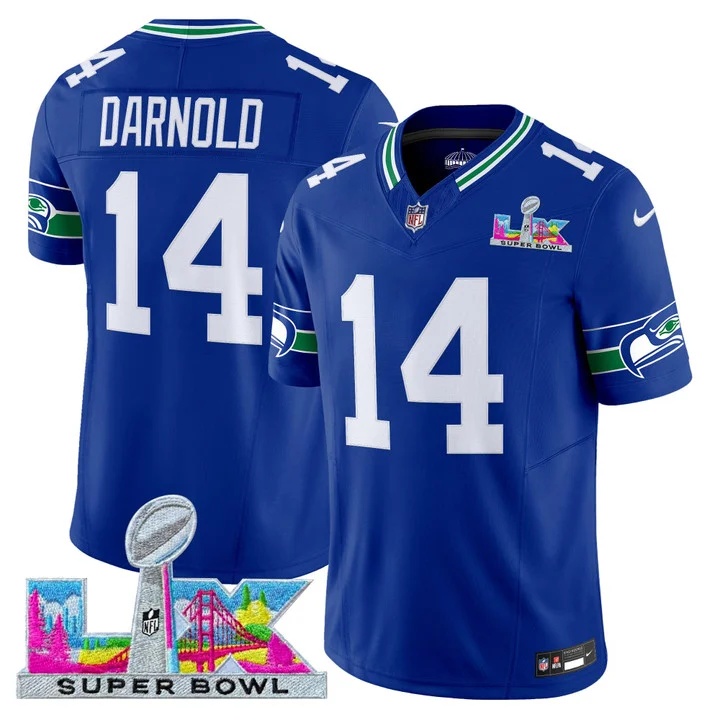 Men's Seattle Seahawks Super Bowl LX Vapor Limited Jersey ROYAL#14 SAM DARNOLD