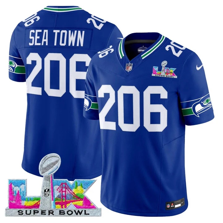 Men's Seattle Seahawks Super Bowl LX Vapor Limited Jersey ROYAL#206 SEA TOWN