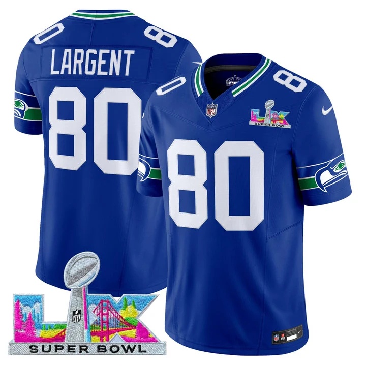 Men's Seattle Seahawks Super Bowl LX Vapor Limited Jersey ROYAL#80 STEVE LARGENT
