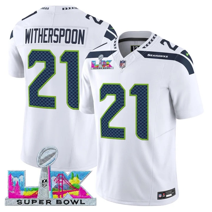 Men's Seattle Seahawks Super Bowl LX Vapor Limited Jersey WHITE#21 DEVON WITHERSPOON