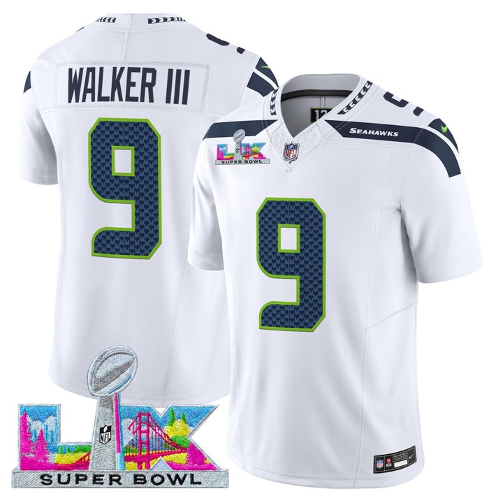 Men's Seattle Seahawks Super Bowl LX Vapor Limited Jersey WHITE#9 WALKER III