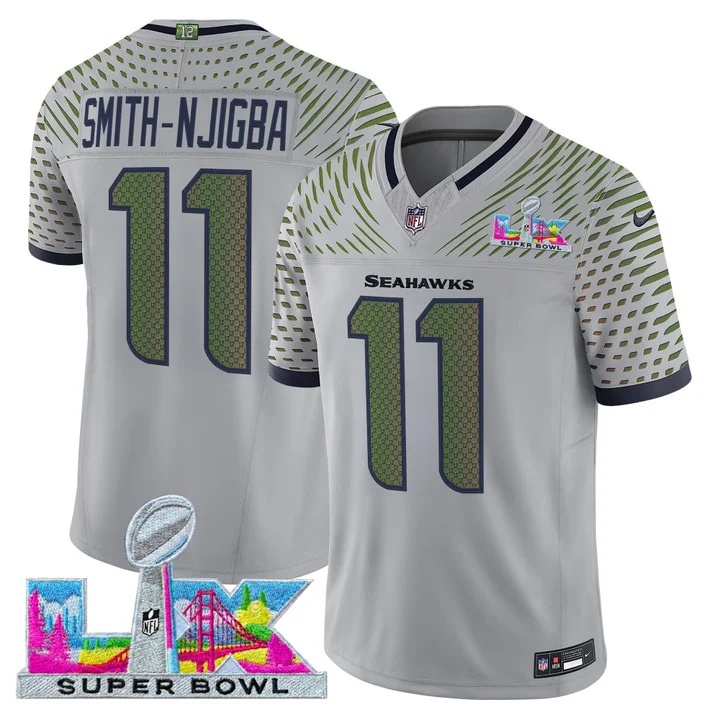 Men's Seattle Seahawks Super Bowl LX Vapor Limited Jersey WOLF GRAY#11 SMITH-NJIGBA