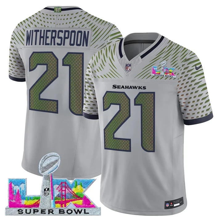 Men's Seattle Seahawks Super Bowl LX Vapor Limited Jersey WOLF GRAY#21 DEVON WITHERSPOON