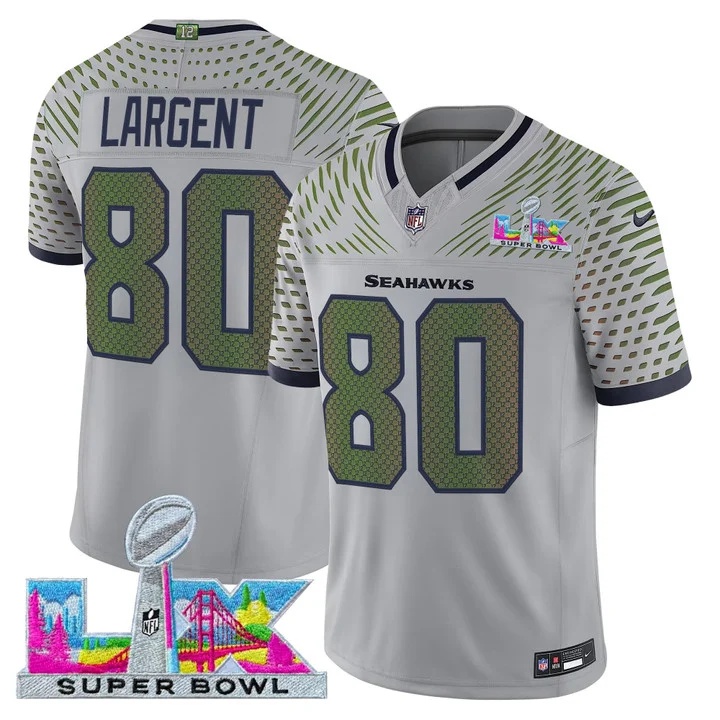 Men's Seattle Seahawks Super Bowl LX Vapor Limited Jersey WOLF GRAY#80 STEVE LARGENT