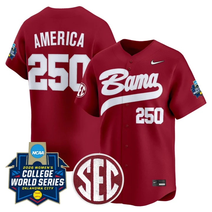 Men's Size - Alabama Softball 2026 World Series (WCWS) Vapor Premier Limited Jersey #250 AMERICA