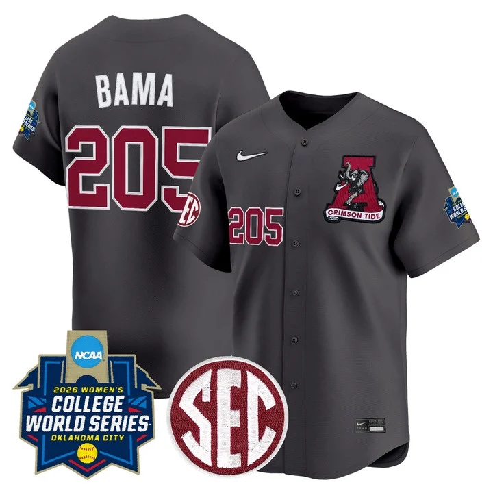 Men's Size - Alabama Softball 2026 World Series (WCWS) Vapor Premier Limited Jersey BLACK #205 BAMA