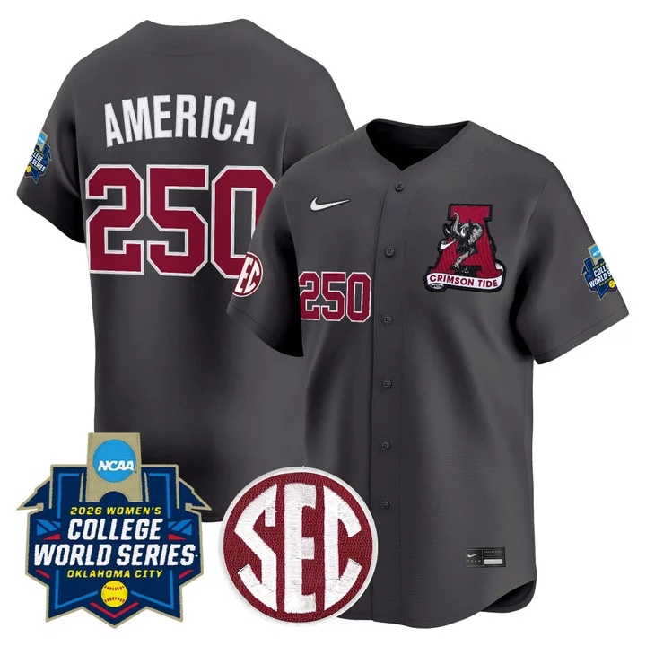 Men's Size - Alabama Softball 2026 World Series (WCWS) Vapor Premier Limited Jersey BLACK #250 AMERICA