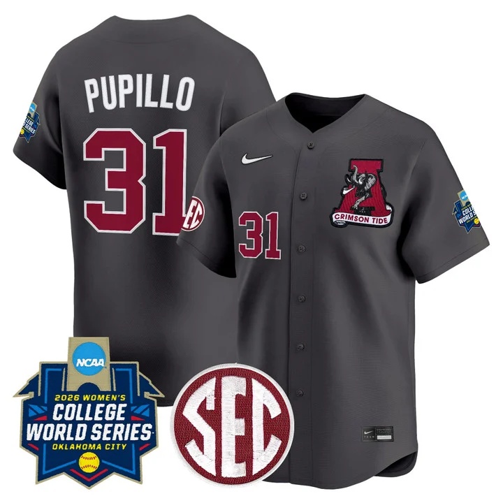 Men's Size - Alabama Softball 2026 World Series (WCWS) Vapor Premier Limited Jersey BLACK #31 ALEXIS PUPILLO