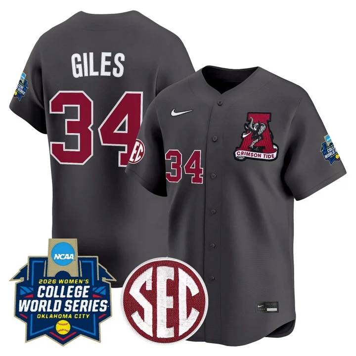 Men's Size - Alabama Softball 2026 World Series (WCWS) Vapor Premier Limited Jersey BLACK #34 MARLIE GILES