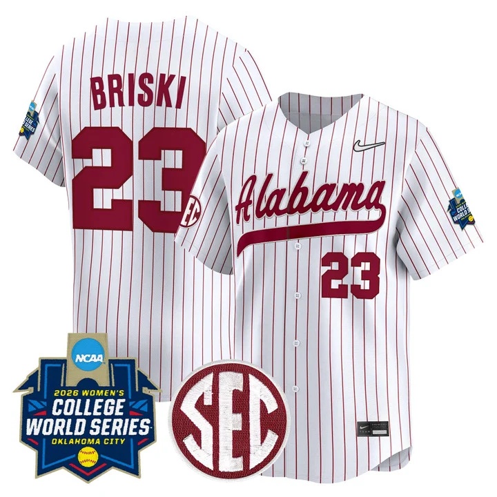 Men's Size - Alabama Softball 2026 World Series (WCWS) Vapor Premier Limited Jersey PINSTRIPE #23 JOCELYN BRISKI