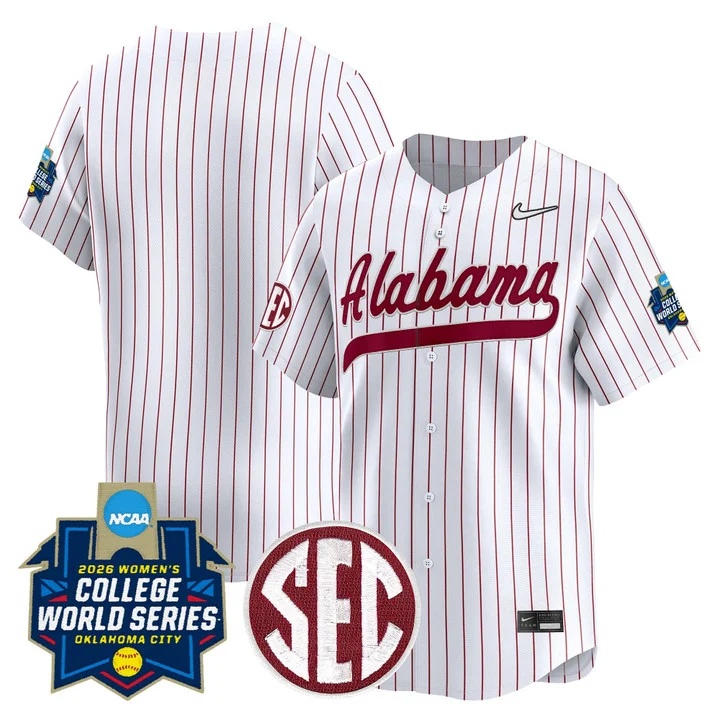 Men's Size - Alabama Softball 2026 World Series (WCWS) Vapor Premier Limited Jersey PINSTRIPE BLANK
