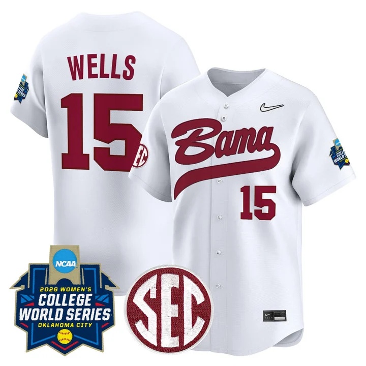 Men's Size - Alabama Softball 2026 World Series (WCWS) Vapor Premier Limited Jersey WHITE #15 BROOLE WELLS