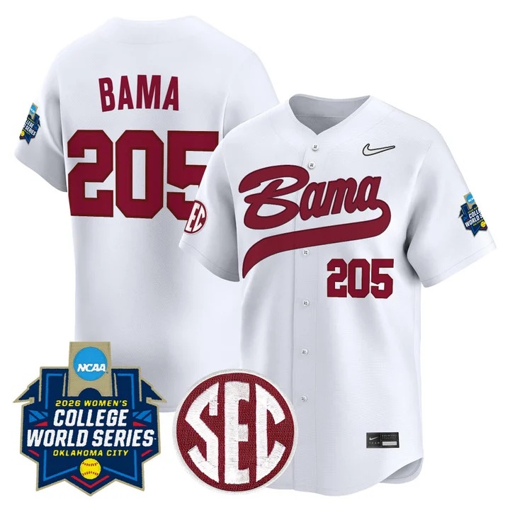 Men's Size - Alabama Softball 2026 World Series (WCWS) Vapor Premier Limited Jersey WHITE #205 BAMA