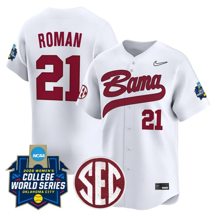 Men's Size - Alabama Softball 2026 World Series (WCWS) Vapor Premier Limited Jersey WHITE #21 ANA ROMAN